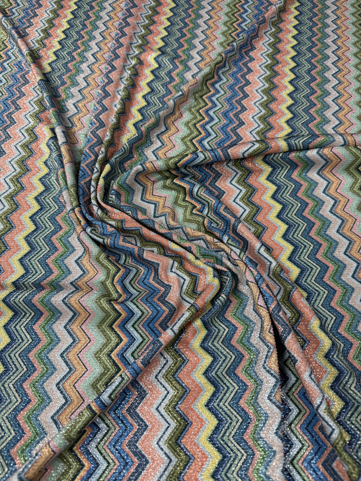 Zigzag Knit Lurex Fabric by the Metre