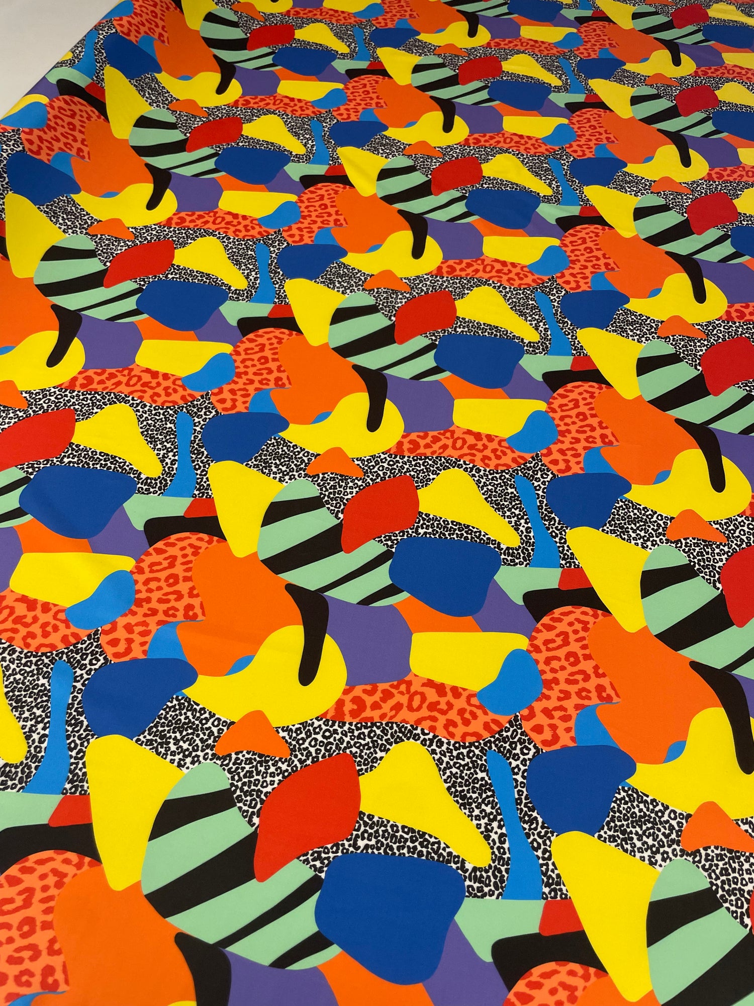Multicolour Abstract Lycra Stretch Fabric by the Metre