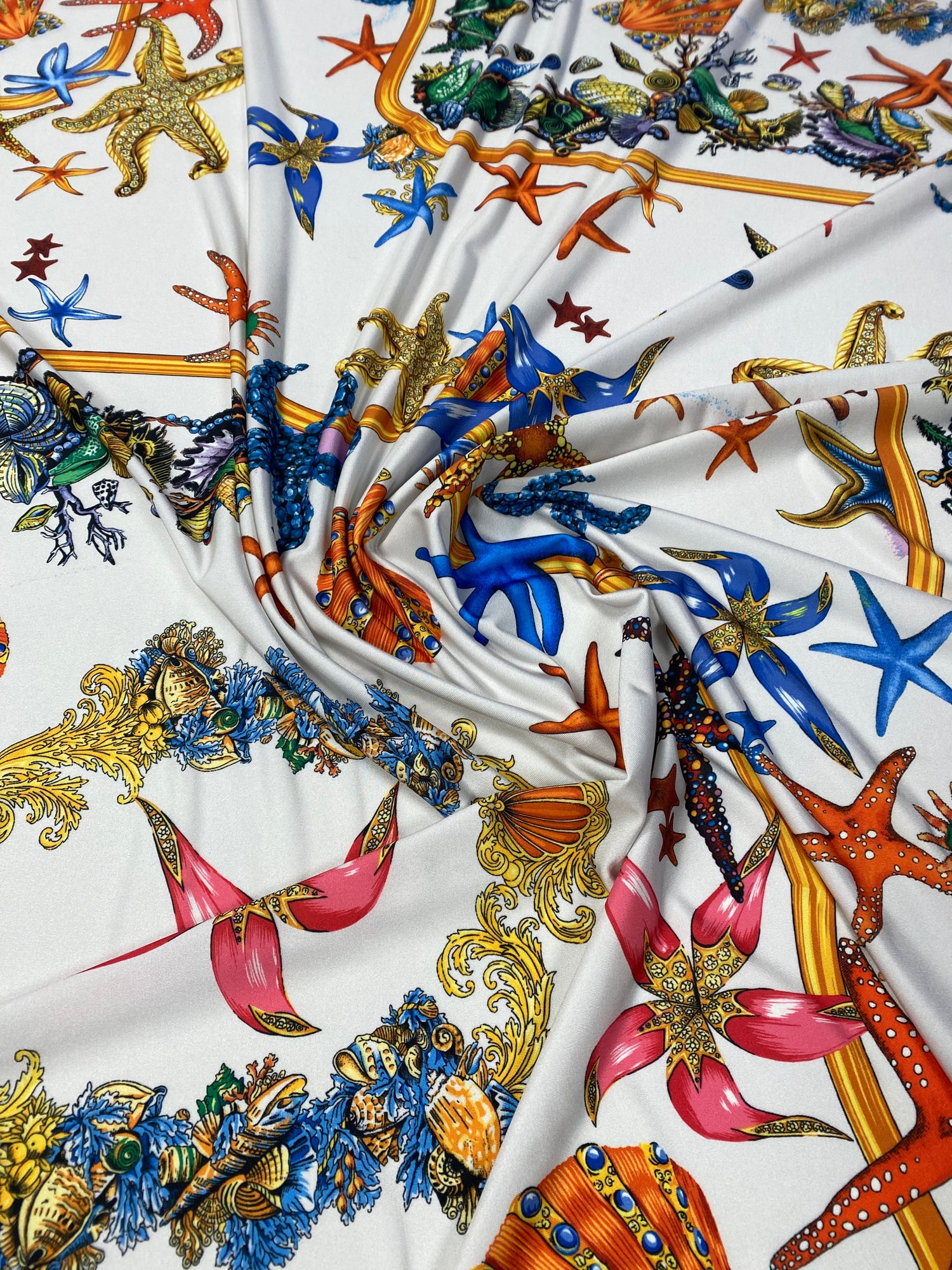 Sea Life Print Lycra Stretch Fabric by the Metre