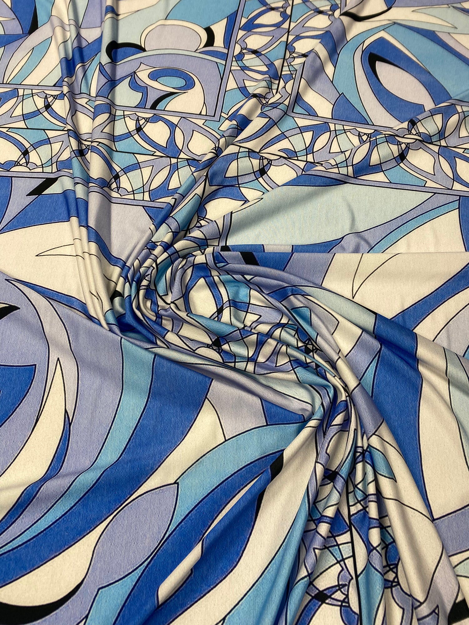 Abstract Cross Print Lycra Stretch Fabric by the Metre
