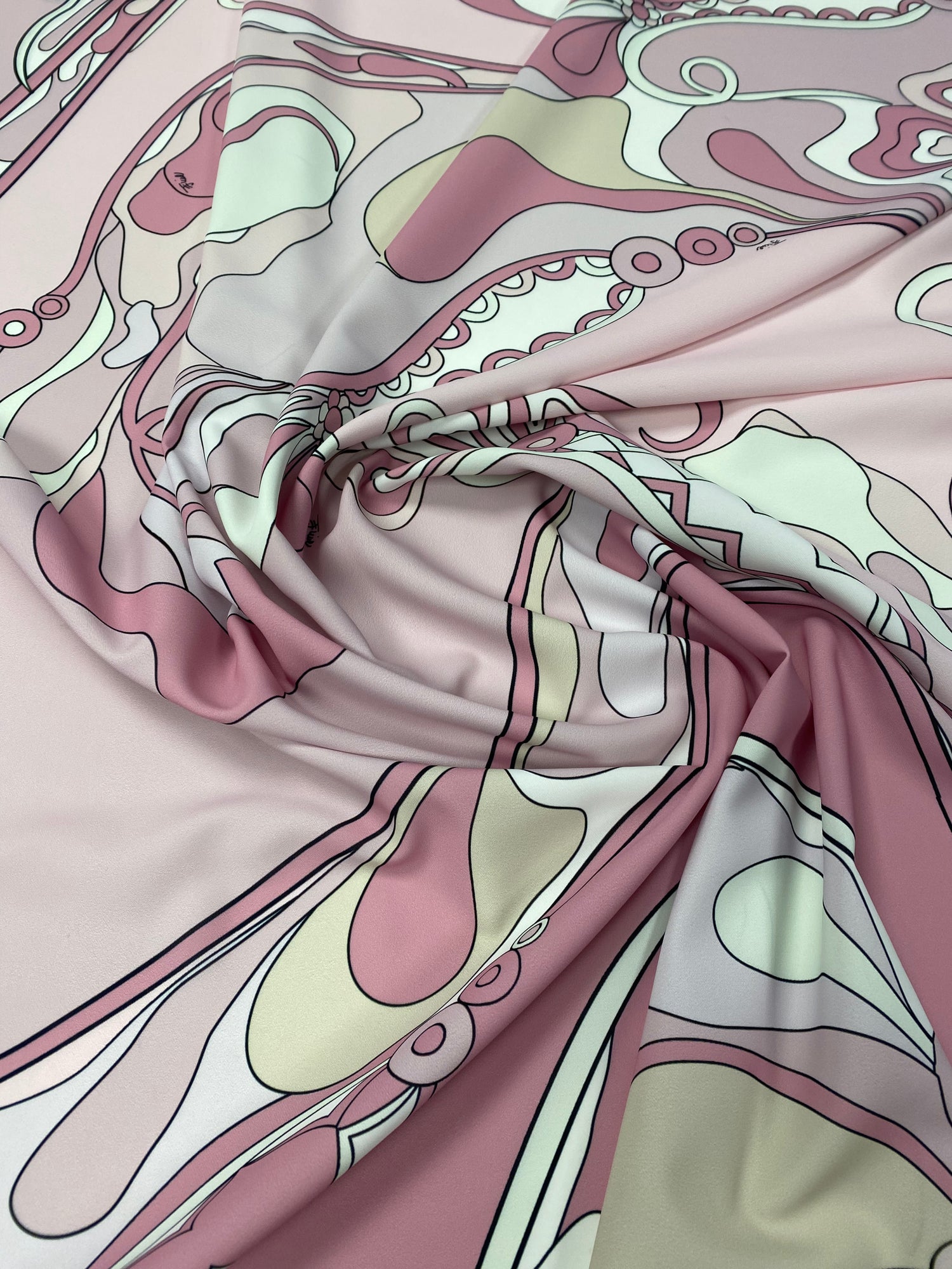 Pastel Abstract Crepe Fabric by the Metre