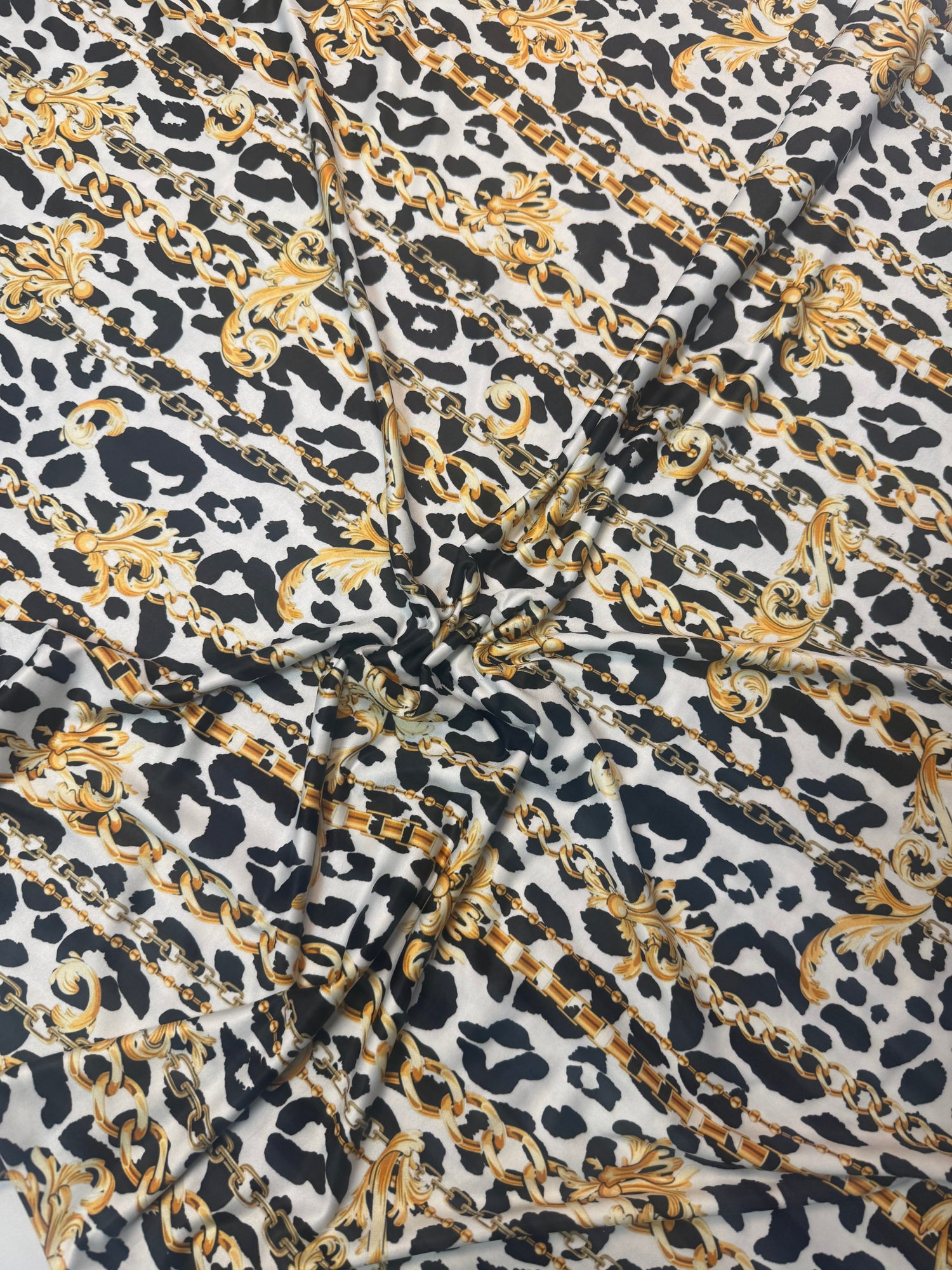 Luxury Baroque Chain and Leopard Fabric by Metre