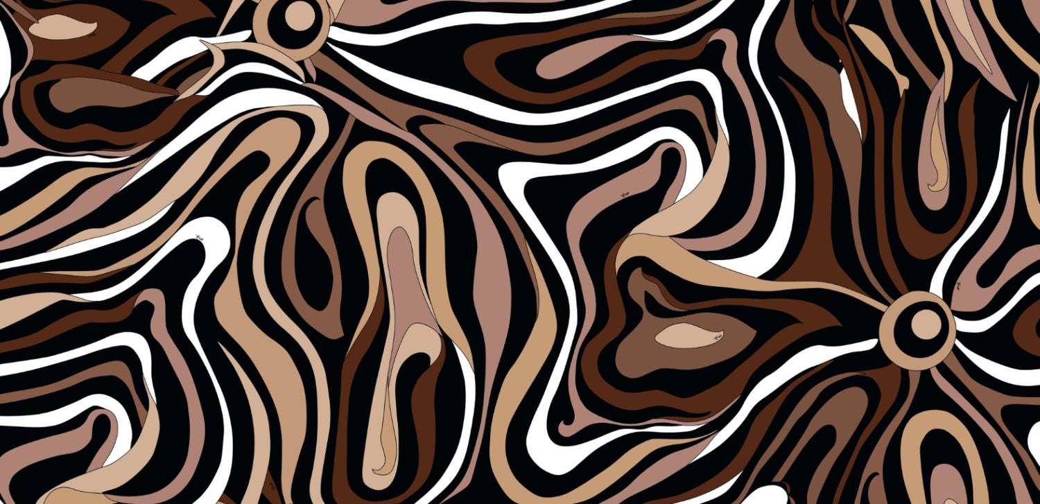 Abstract Earth Tone Swirl Fabric by the Metre