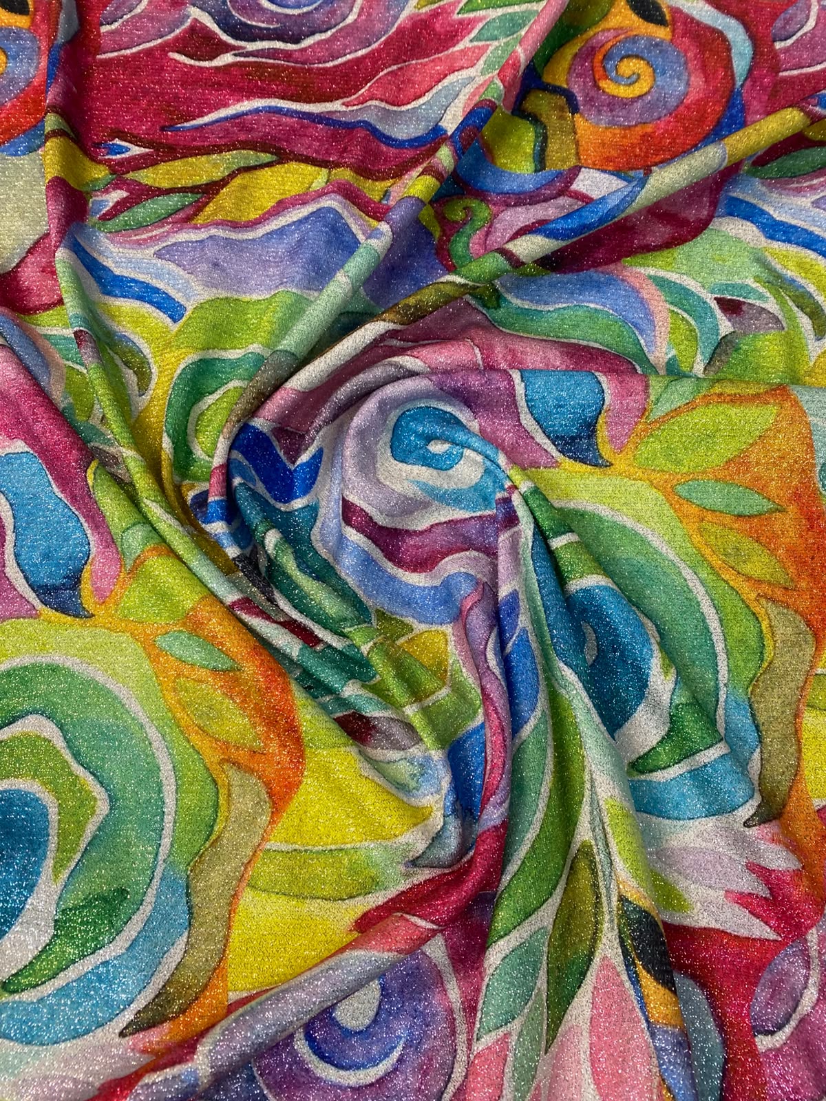Colourful Abstract Lurex Fabric by the Metre