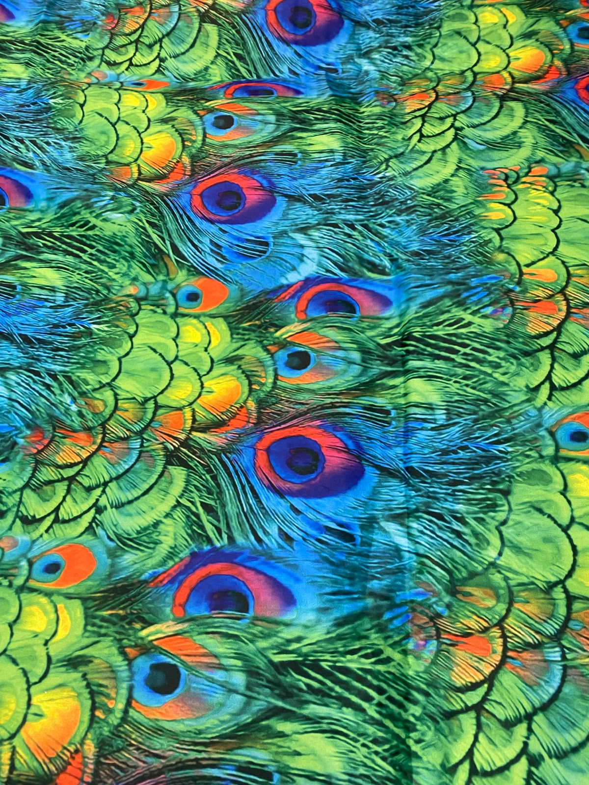 Peacock Feather Moss Crepe Fabric by the Metre
