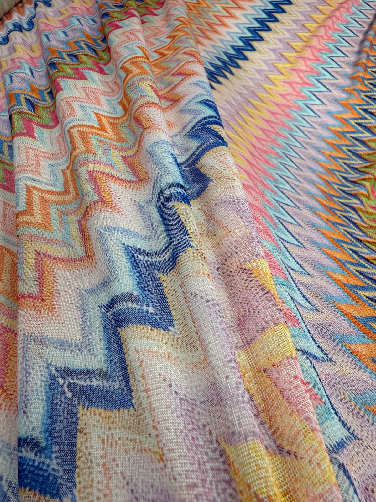 Pastel Zigzag Power Mesh Fabric by the Metre