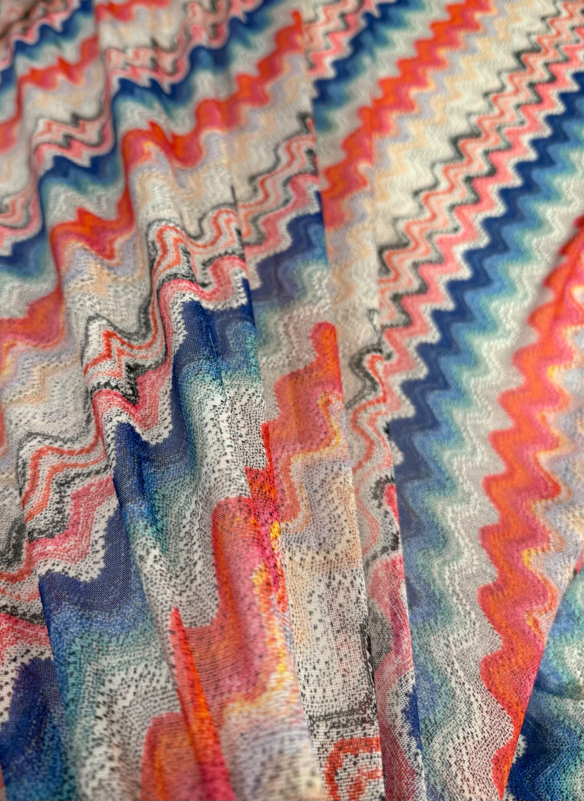 Multicolour Chevron Power Mesh Fabric by the Metre