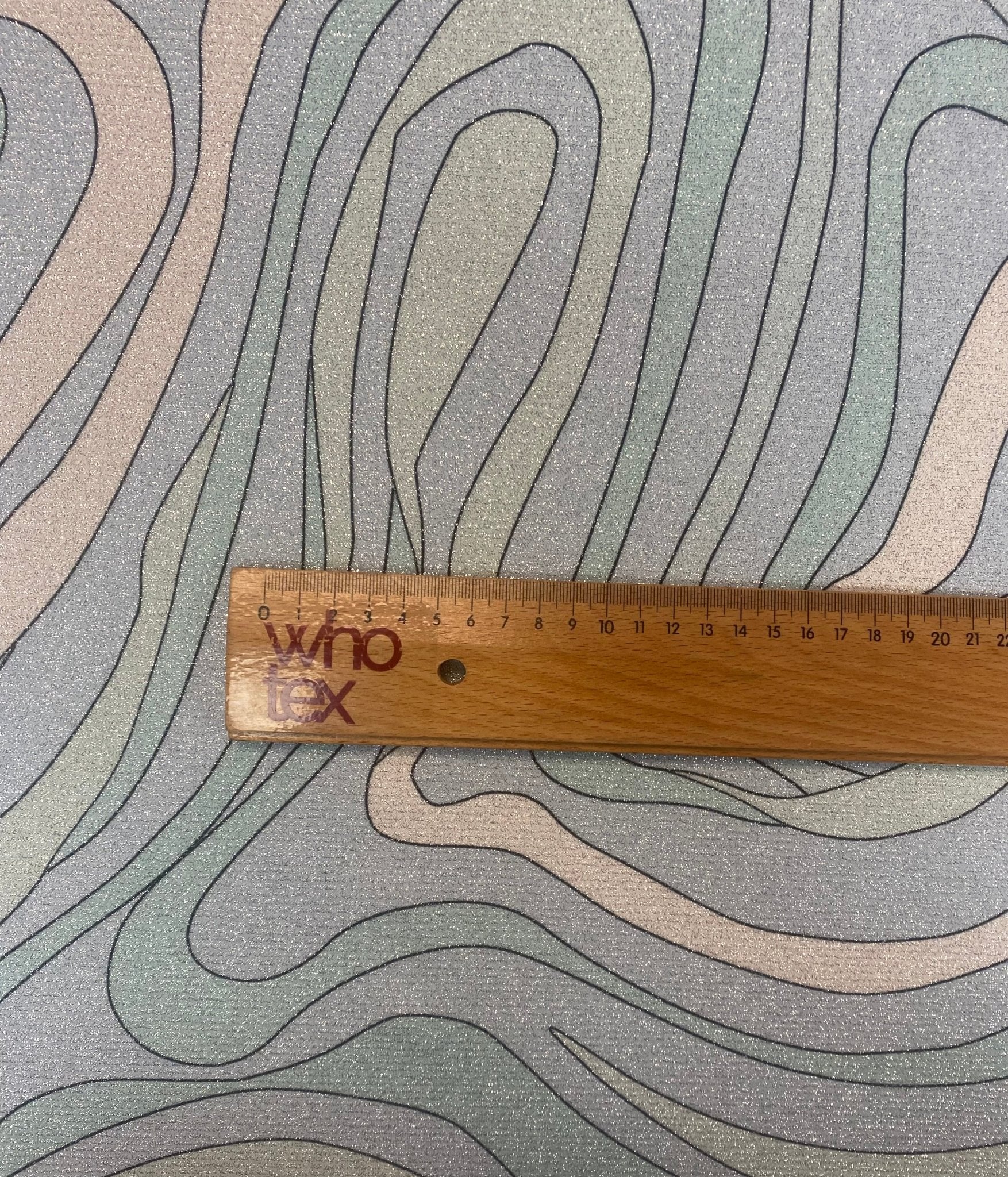 Abstract Baby Blue Swirl Lurex Fabric by the Metre - Whotex Fabrics London