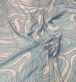 Abstract Baby Blue Swirl Lurex Fabric by the Metre - Whotex Fabrics London