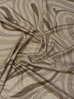 Abstract Beige Marble Swirl Lurex Fabric by the Metre - Whotex Fabrics London