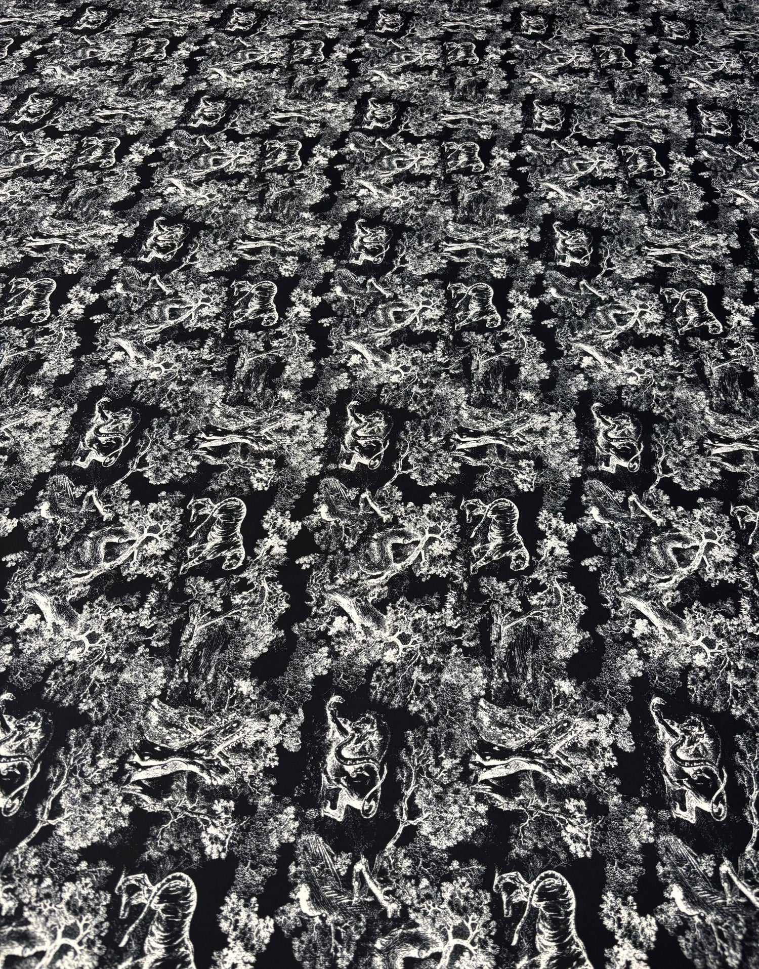 Abstract Black & White Crepe Fabric by the Metre - Whotex Fabrics London