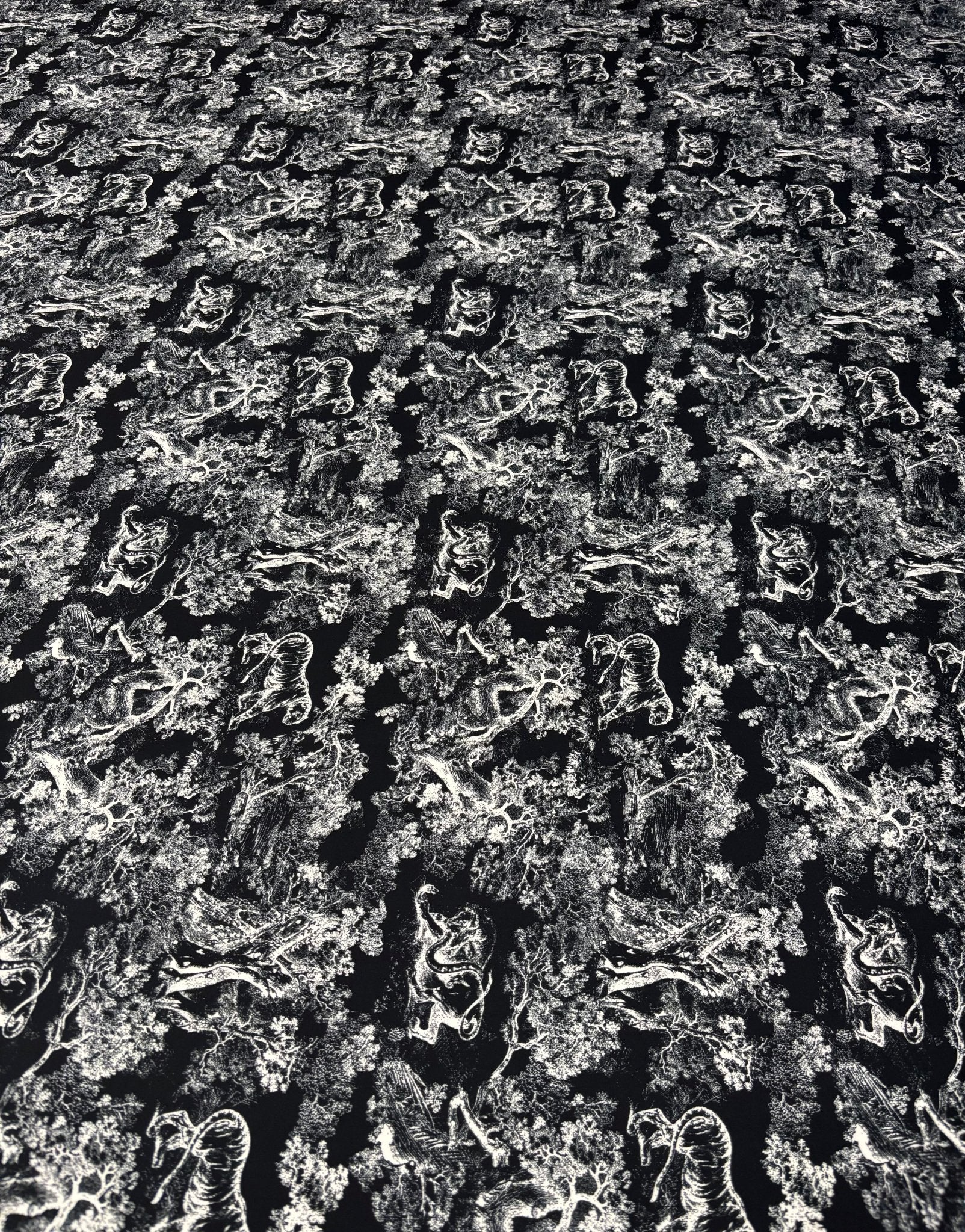 Abstract Black & White Crepe Fabric by the Metre - Whotex Fabrics London