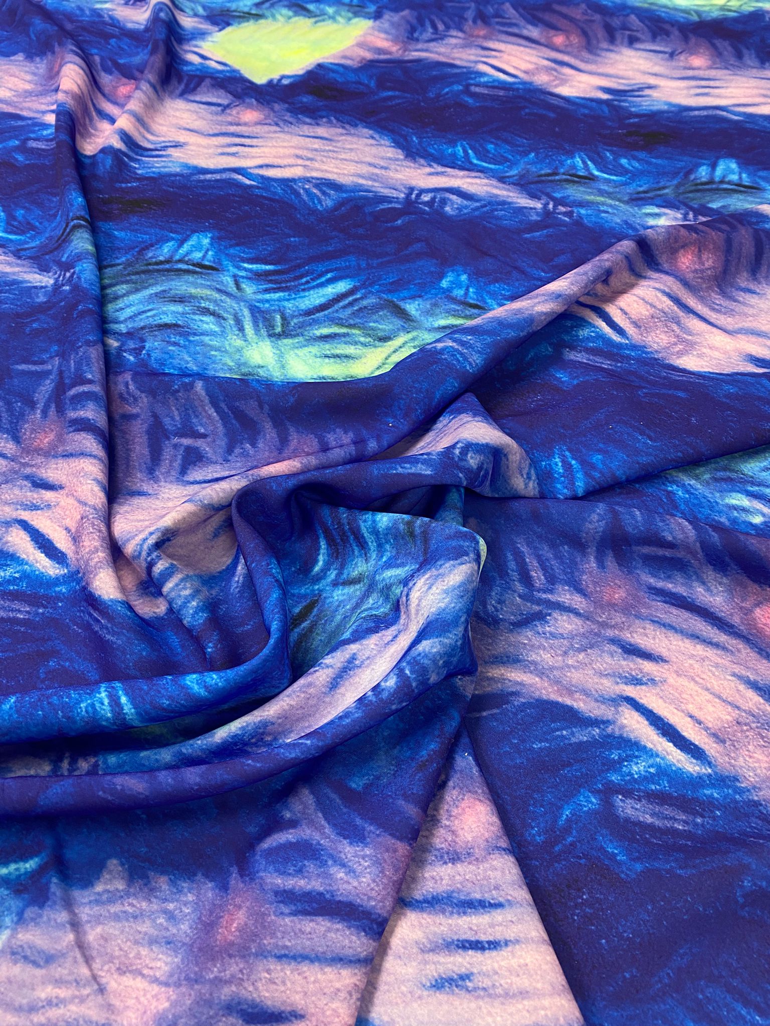 Abstract Blue and Purple Tie Dye Pattern Fabric By Metre - Whotex Fabrics London