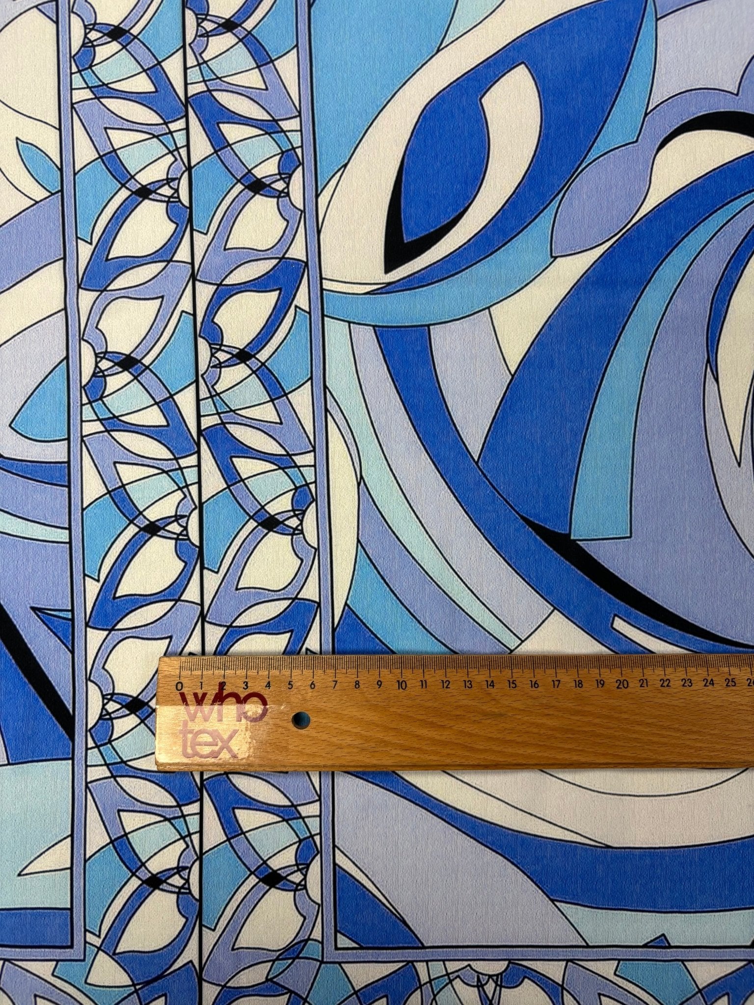 Abstract Blue Crepe Fabric by the Metre - Whotex Fabrics London