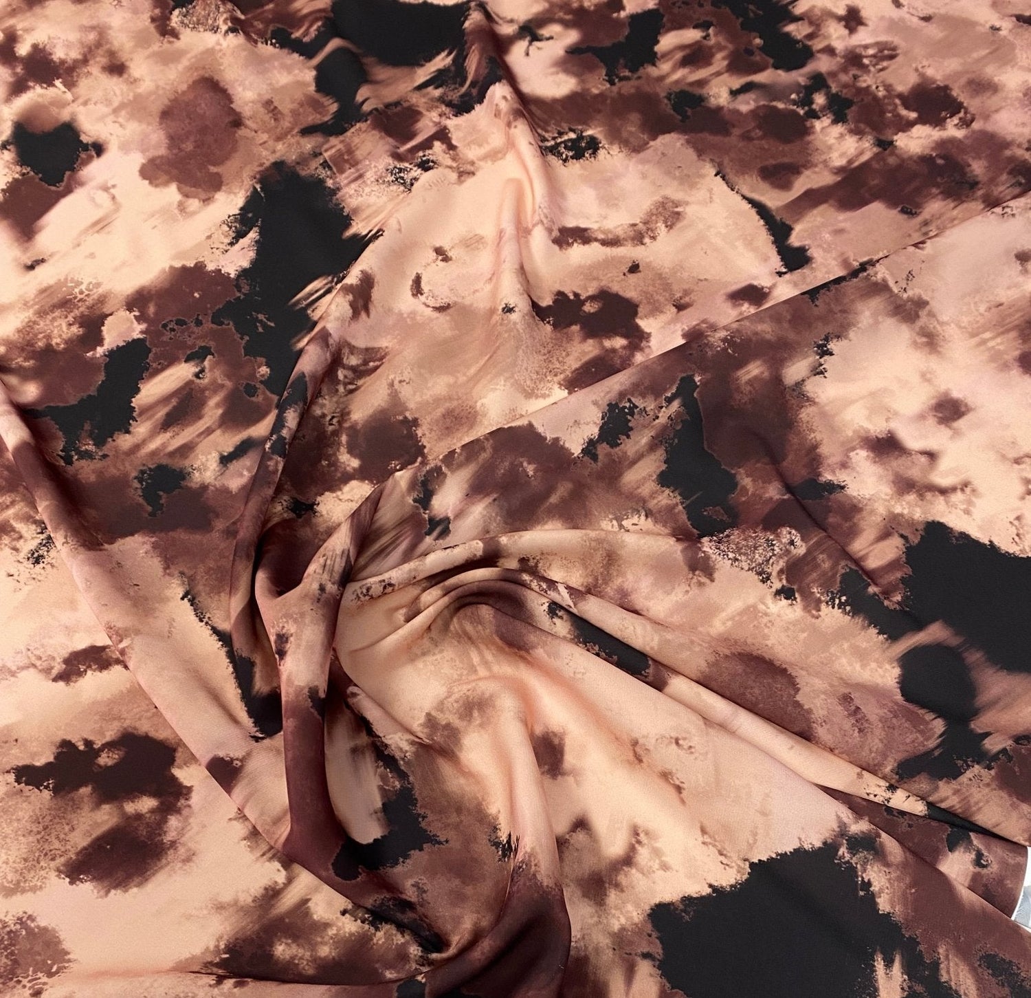 Abstract Brown & Black Crepe Fabric by the Metre – Dress Material - Whotex Online Fabric Store