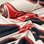 Abstract Chain Print Fabric in Coral & Black by the Metre - Whotex Fabrics London