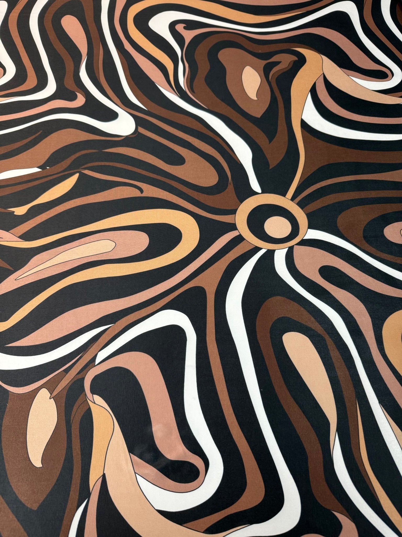 Abstract Earth Tone Swirl Fabric by the Metre - Whotex Fabrics London
