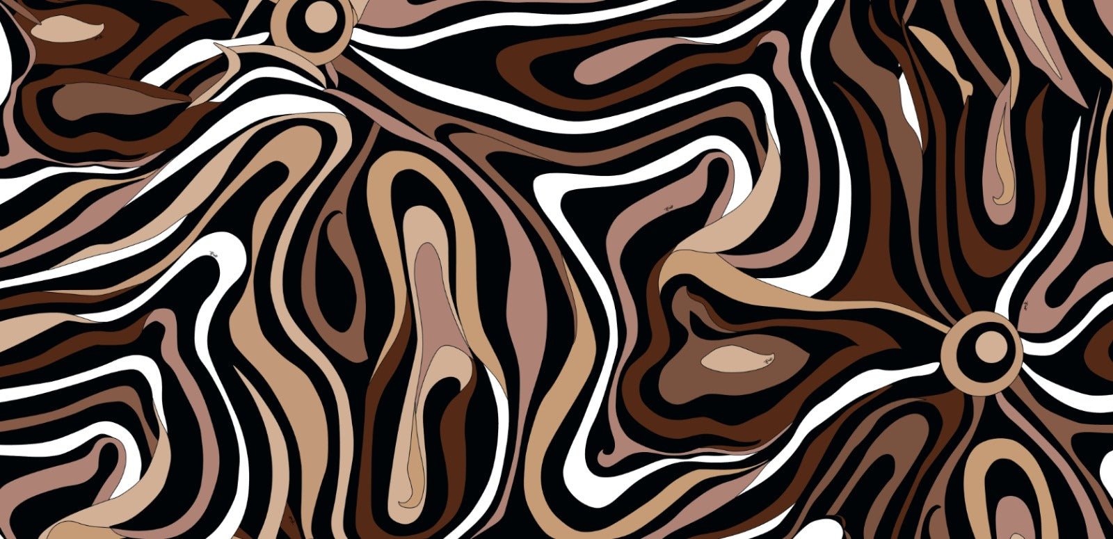 Abstract Earth Tone Swirl Fabric by the Metre - Whotex Fabrics London