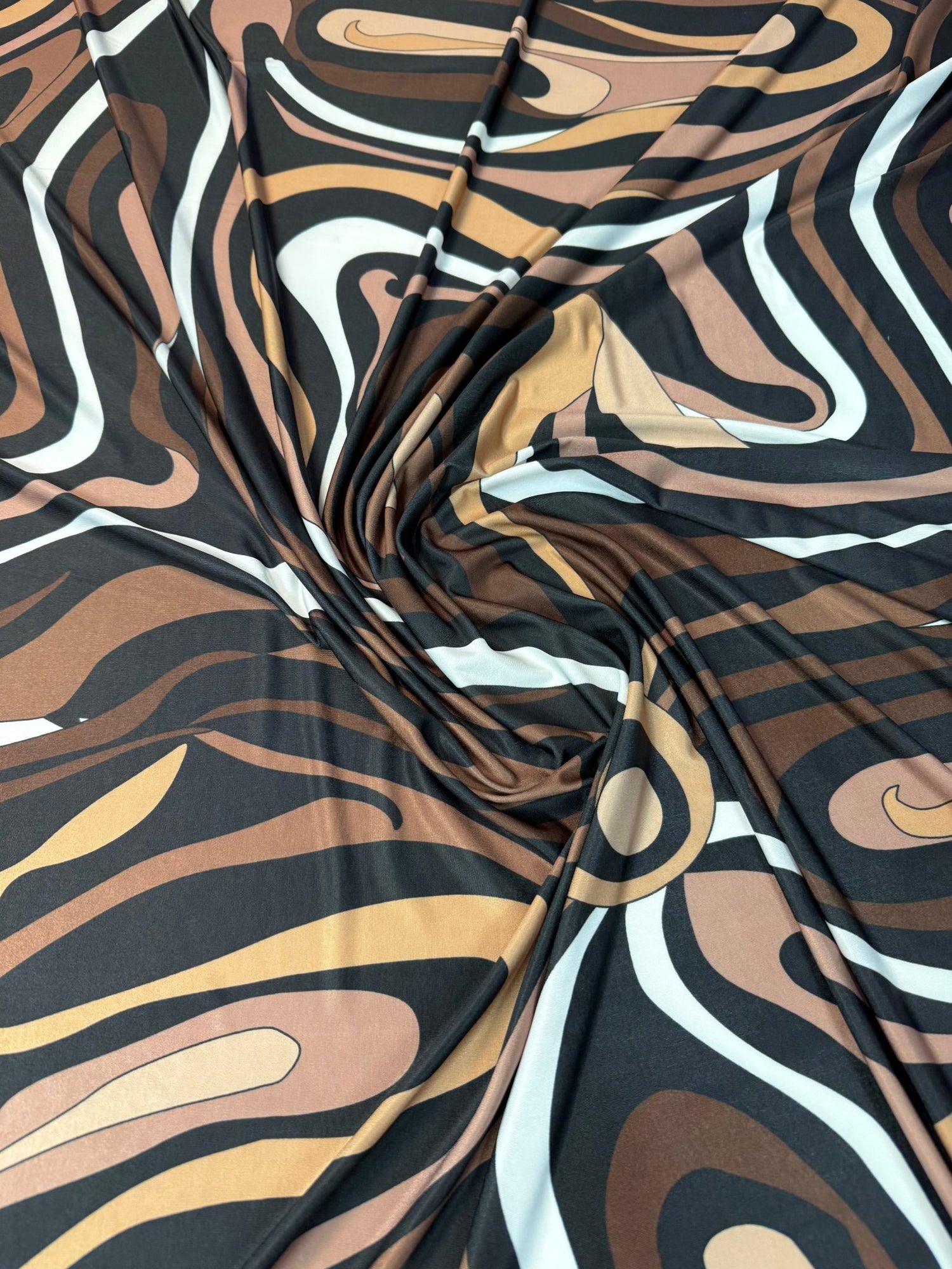 Abstract Earth Tone Swirl Fabric by the Metre - Whotex Fabrics London