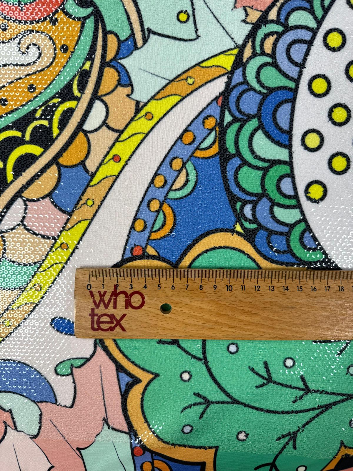 Abstract Floral Multicolour Sequin Fabric by the Metre - Whotex Fabrics London