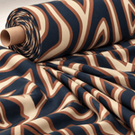 Abstract Lines Fabric – Beige Brown Graphic Print by the Metre - Whotex Fabrics London