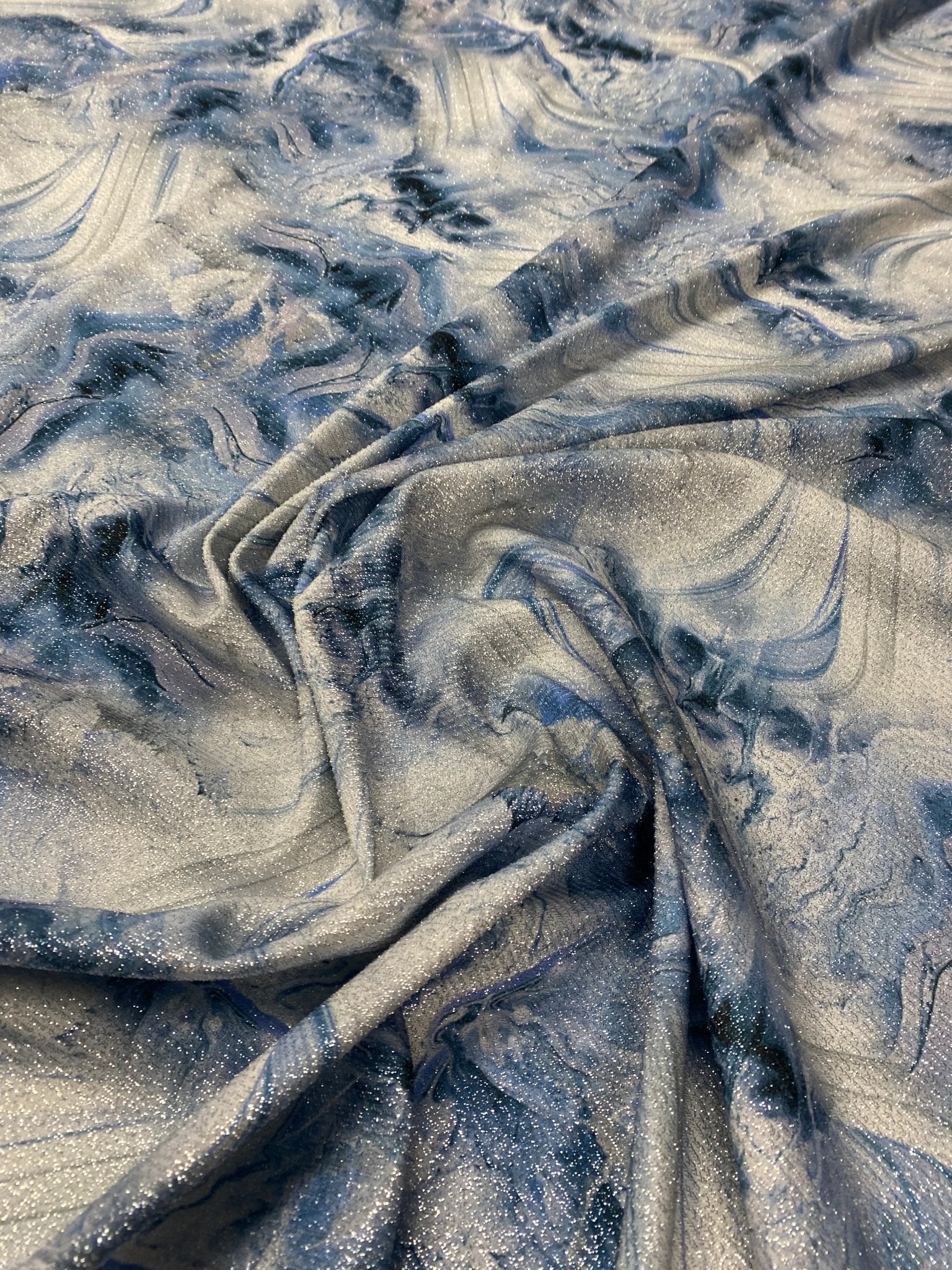 Abstract Marble Lurex Fabric by the Metre - Whotex Fabrics London