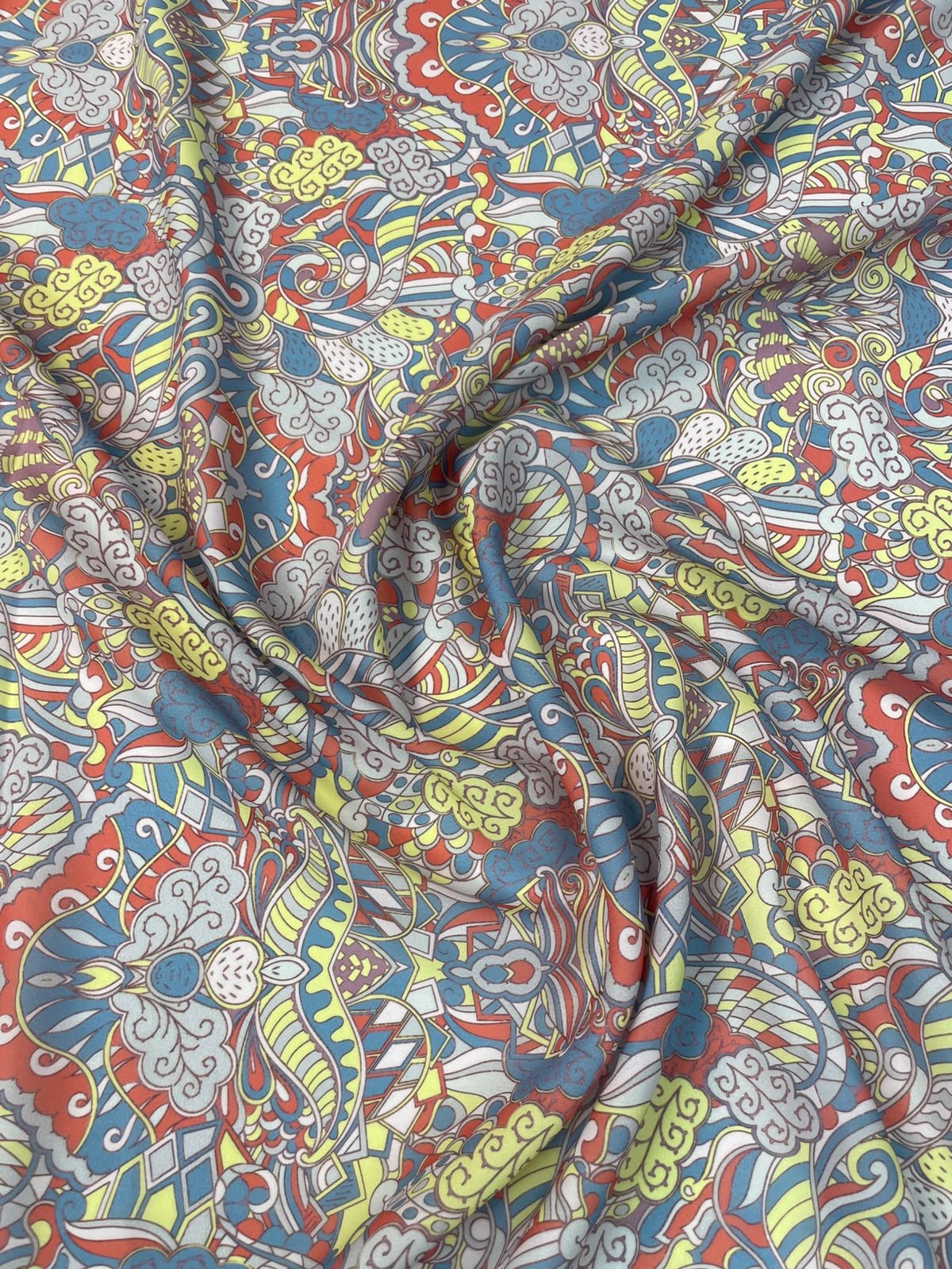 Abstract Paisley Crepe Fabric by the Metre - Whotex Fabrics London