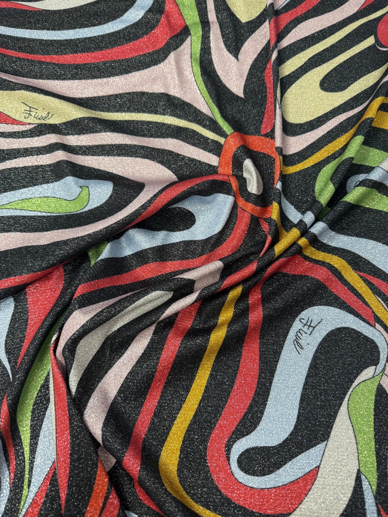 Abstract Pastel Lurex Fabric by the Metre - Whotex Fabrics London