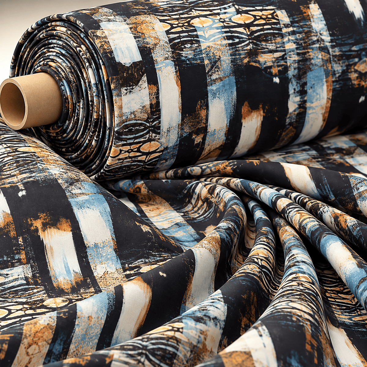 Abstract Pattern Crepe Fabric by the Metre - Whotex Fabrics London