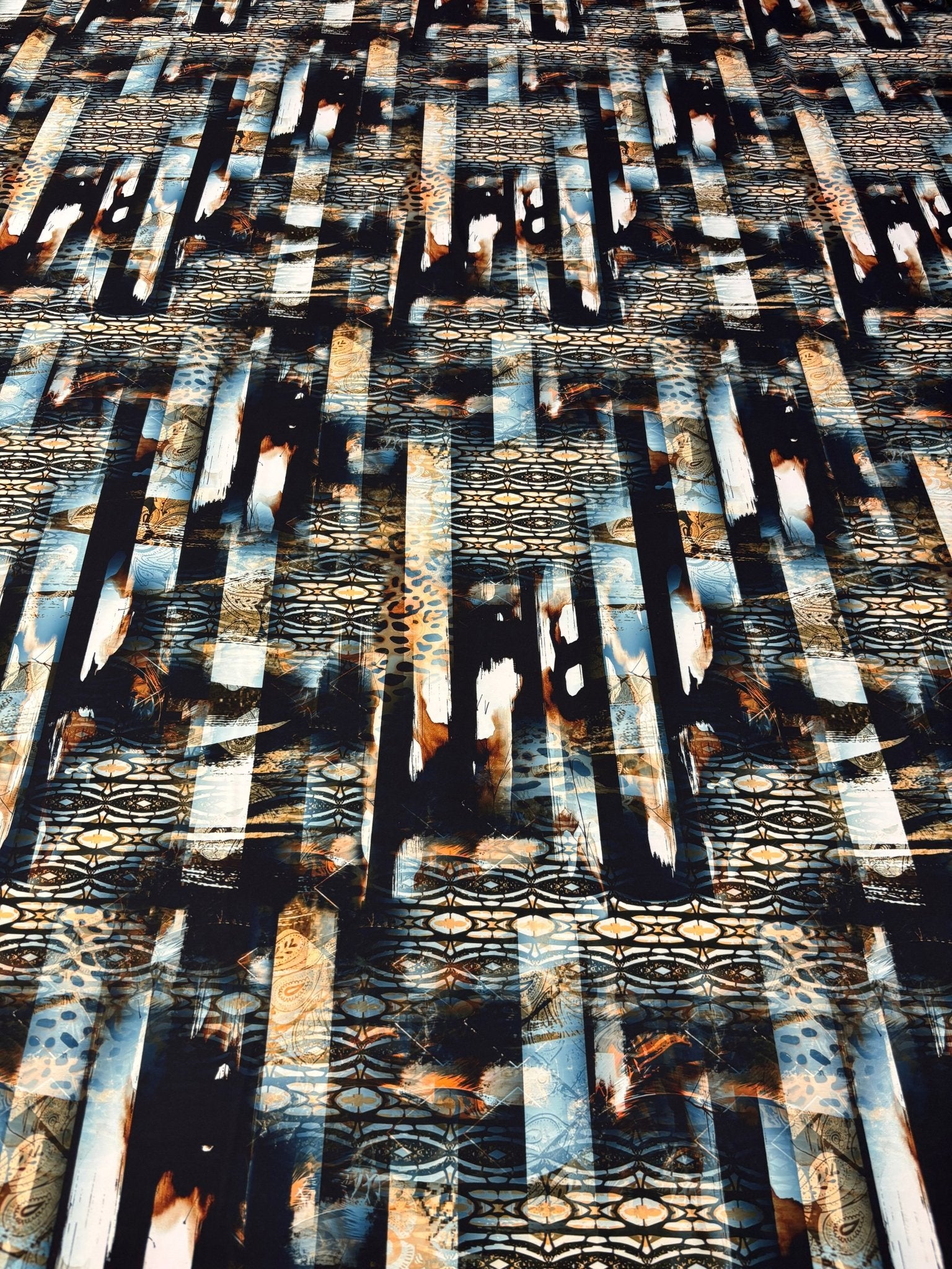 Abstract Pattern Crepe Fabric by the Metre - Whotex Fabrics London