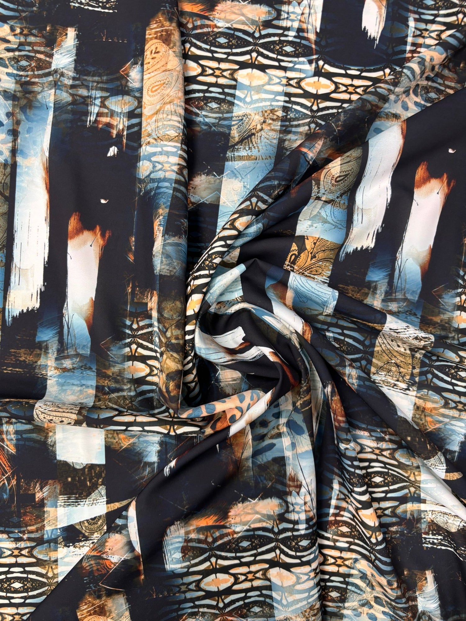 Abstract Pattern Crepe Fabric by the Metre - Whotex Fabrics London