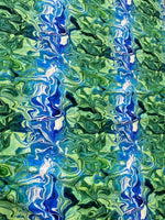 Abstract Pattern Fabric, Blue and Green Waves Fabric By The Yard - Whotex Online Fabric Store