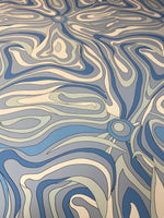 Abstract Pattern Fabric in Blue and Grey by the Metre - Whotex Fabrics London