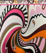 Abstract Retro Fabric – Pink, Orange & Brown Design - Whotex Fabrics London