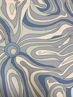 Abstract Swirl Pattern Fabric in Blue and Grey by the Metre - Whotex Fabrics London
