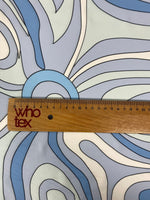 Abstract Swirl Pattern Fabric in Blue and Grey by the Metre - Whotex Fabrics London