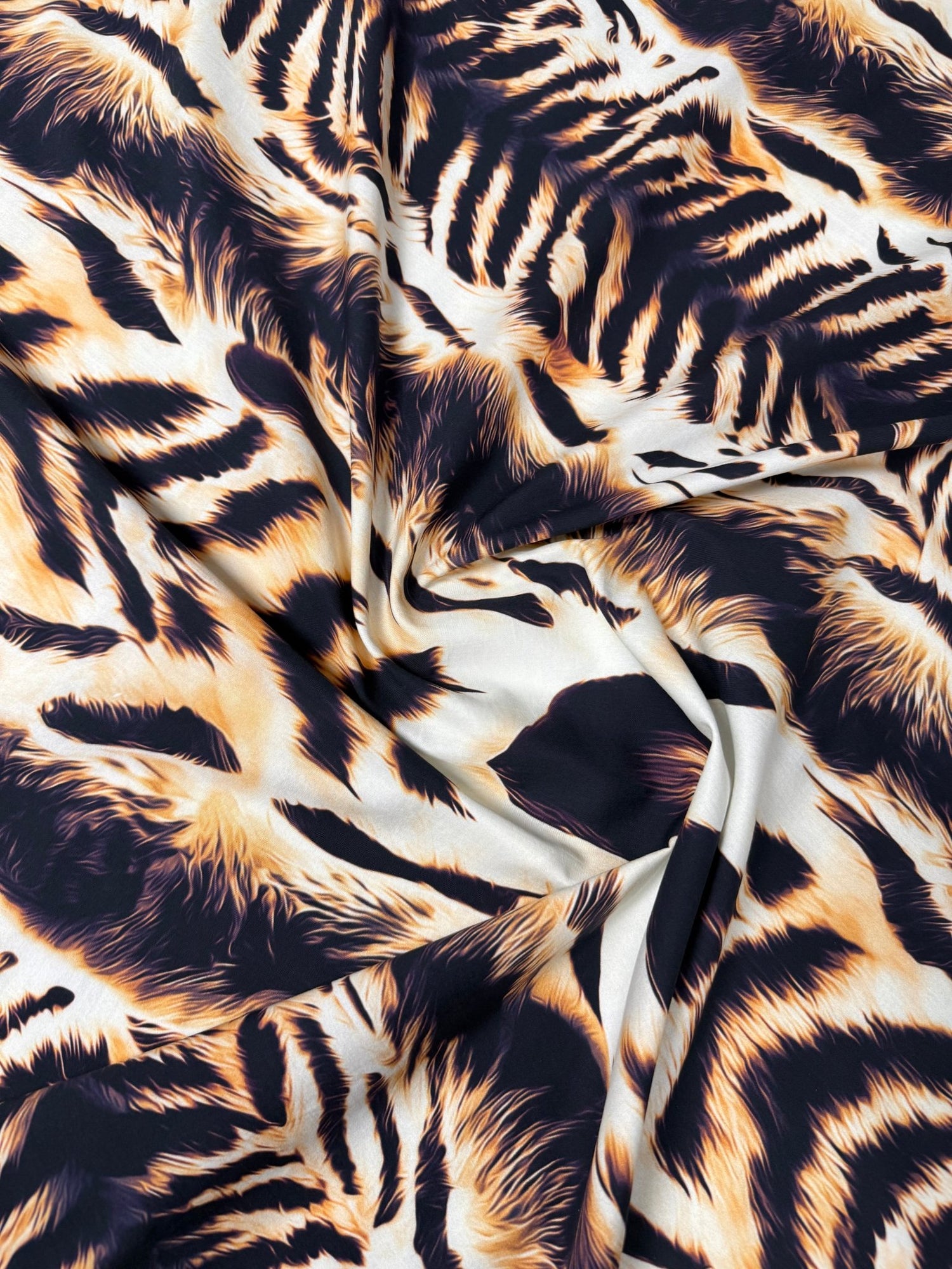 Abstract Tiger Stripe Organic Cotton Poplin Fabric by the Metre - Whotex Fabrics London