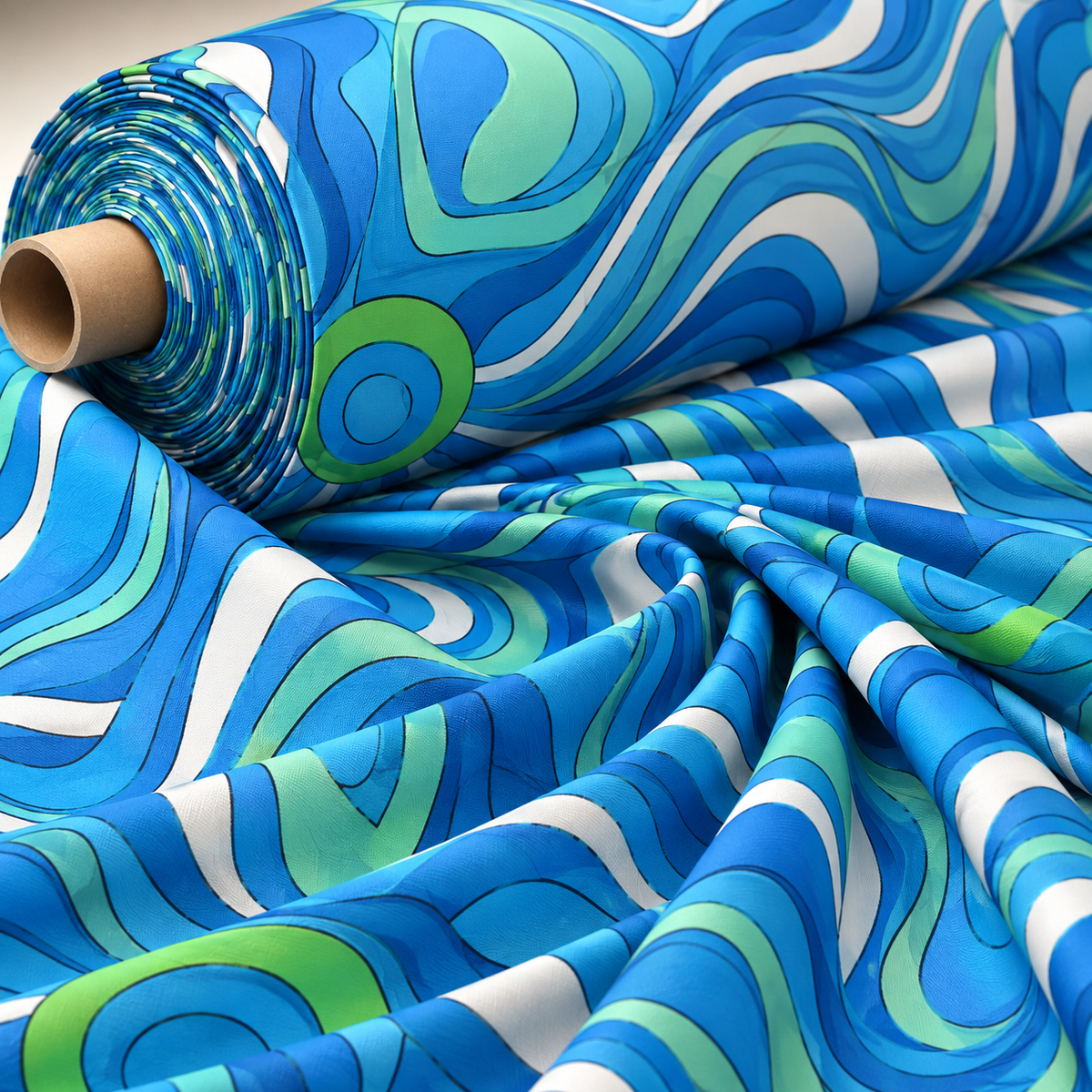 Abstract Wave Lycra Stretch Fabric by the Metre - Whotex Fabrics London