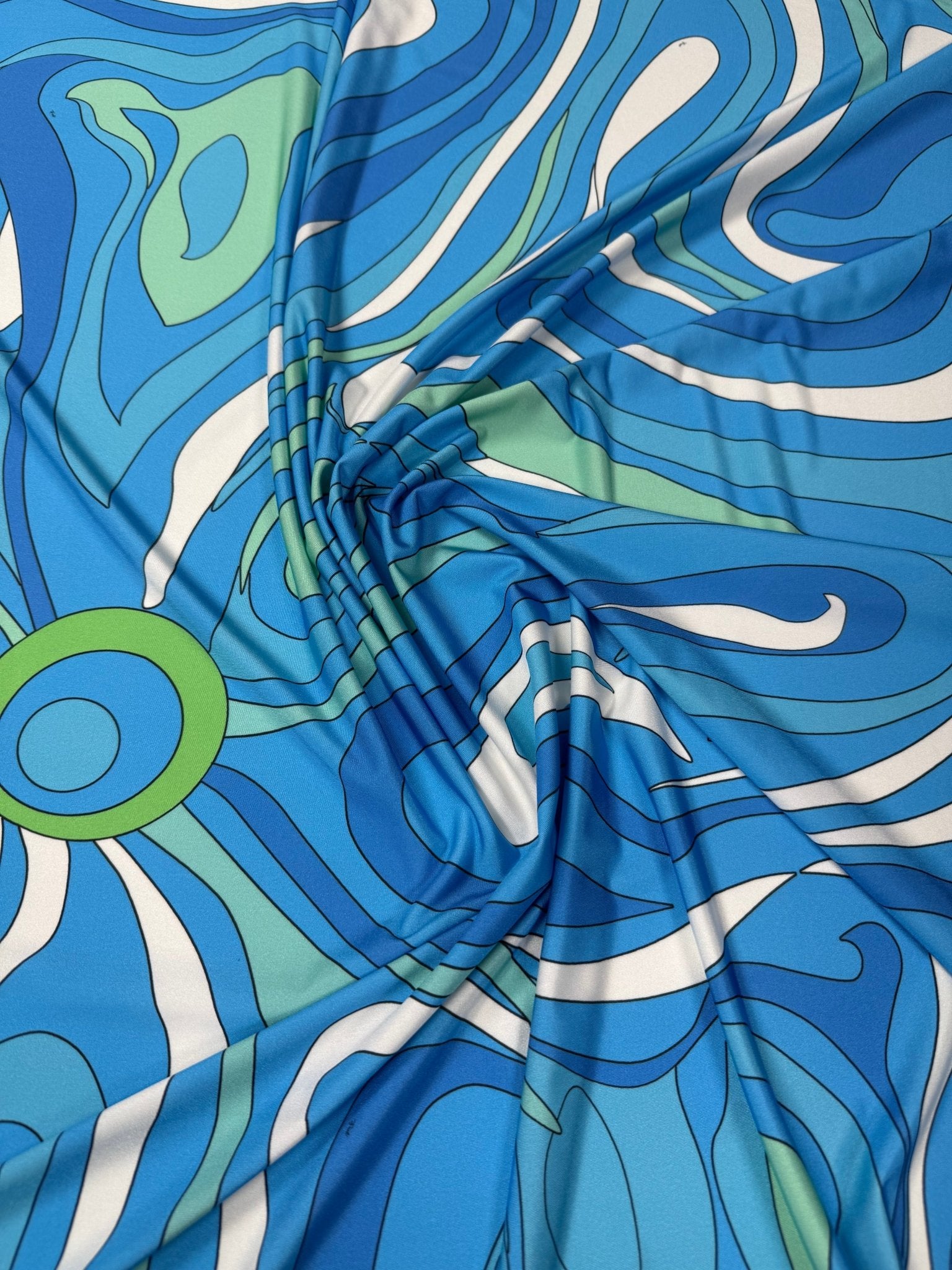 Abstract Wave Lycra Stretch Fabric by the Metre - Whotex Fabrics London