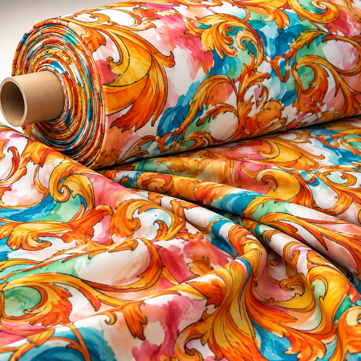 Colorful Baroque Floral Fabric by Metre