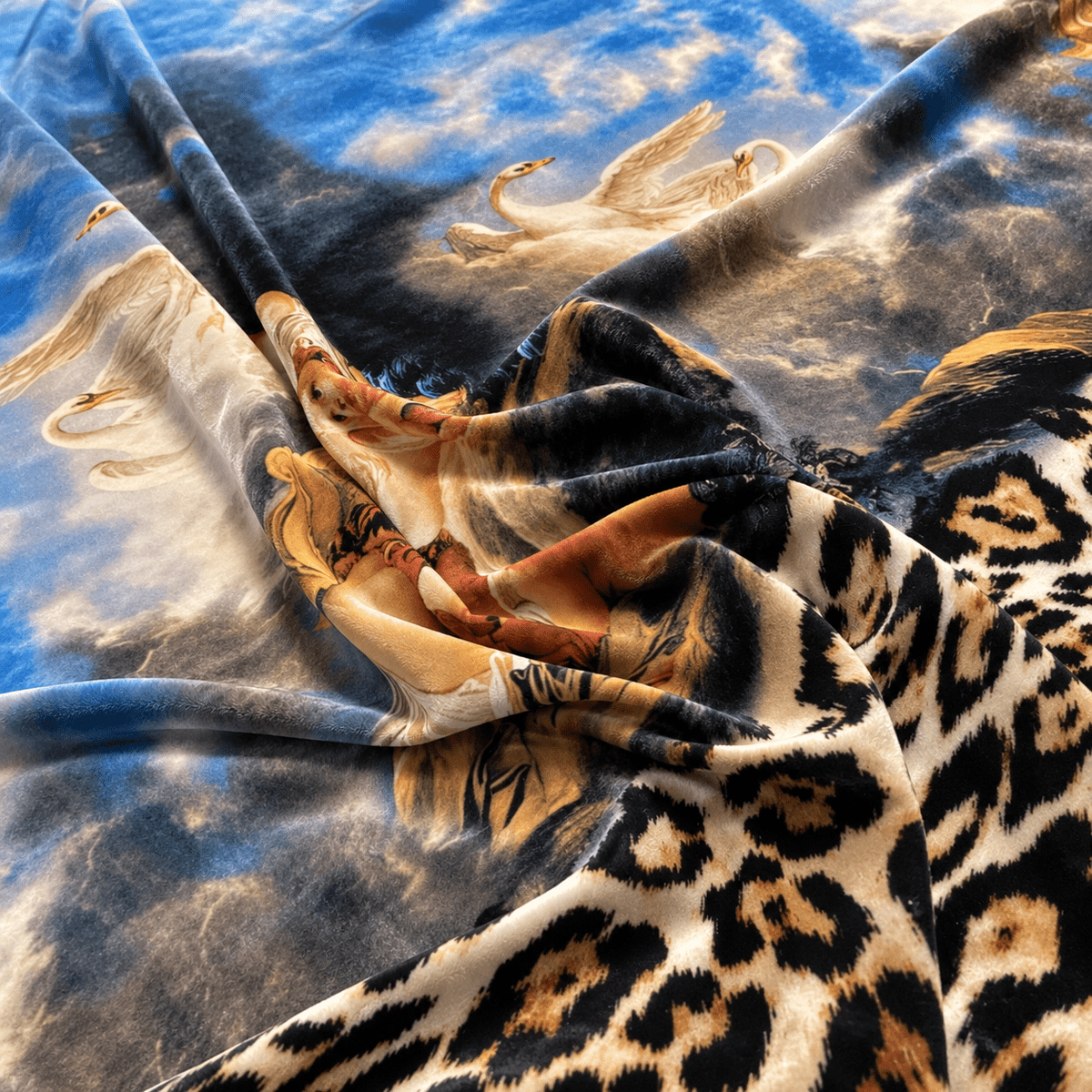 Angel Leopard Print Velvet Fabric by the Metre - Whotex Fabrics London