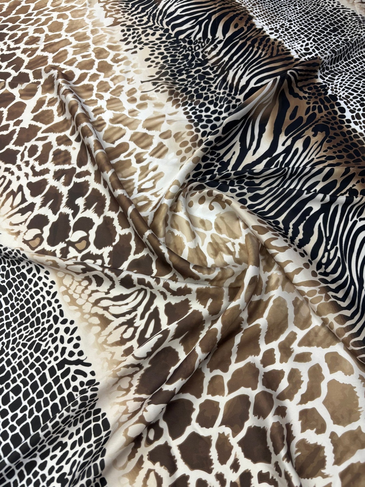 Animal Print Satin Fabric by the Metre - Whotex Fabrics London