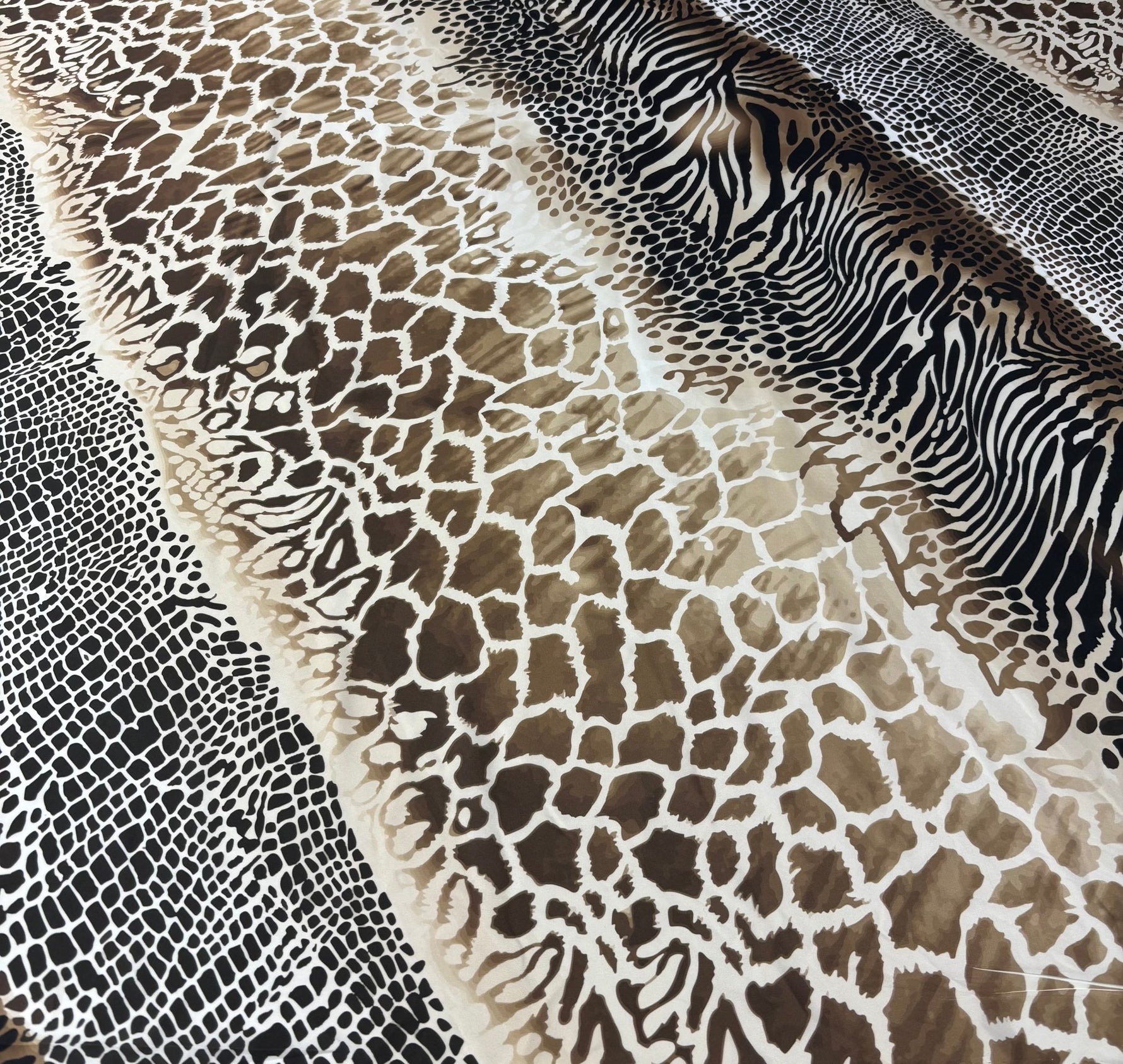 Animal Print Satin Fabric by the Metre - Whotex Fabrics London