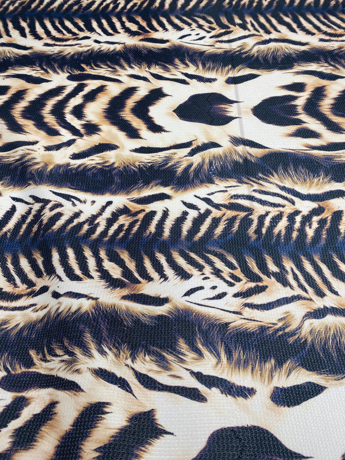 Animal Print Sequin Fabric by the Metre - Whotex Fabrics London