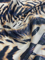Animal Print Sequin Fabric by the Metre - Whotex Fabrics London