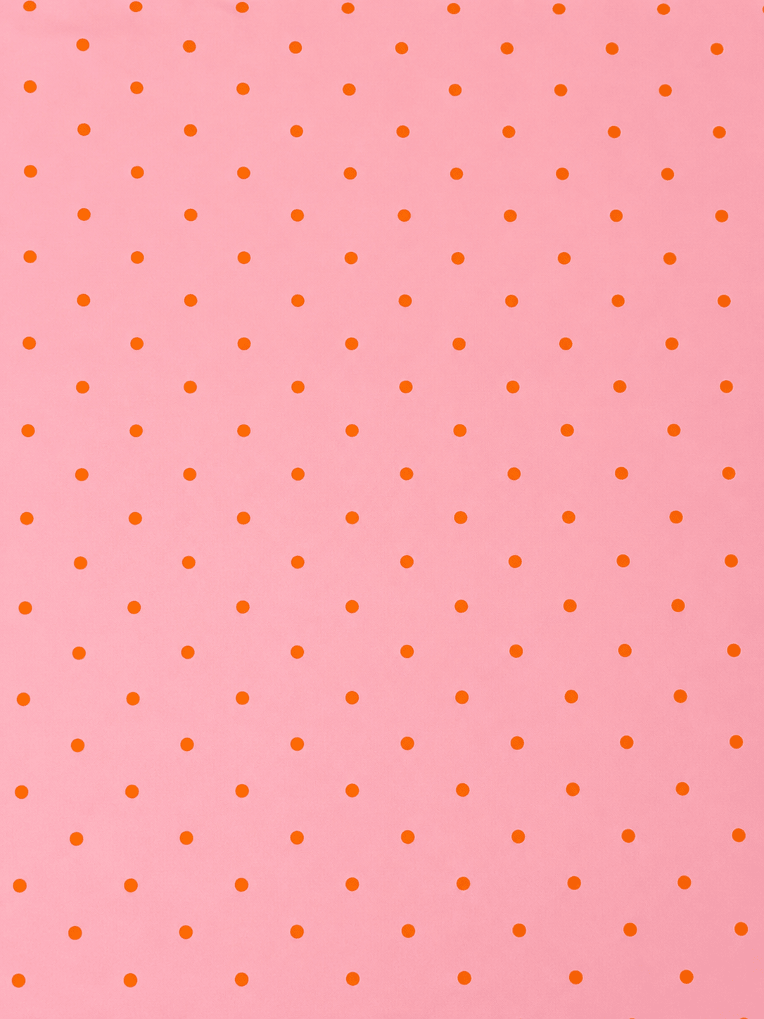 Baby Pink with Orange Polka Dot Satin Fabric by the Metre - Whotex Fabrics London