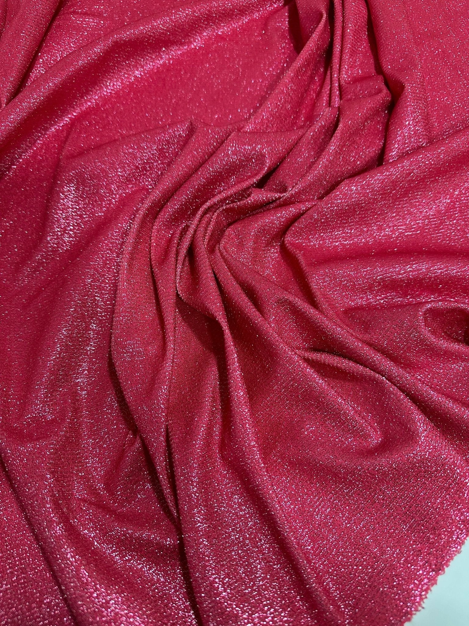 Barbie color Lurex Fabric, Fushsia Color Glitter 4 - Way Stretch - Whotex Online Fabric Store