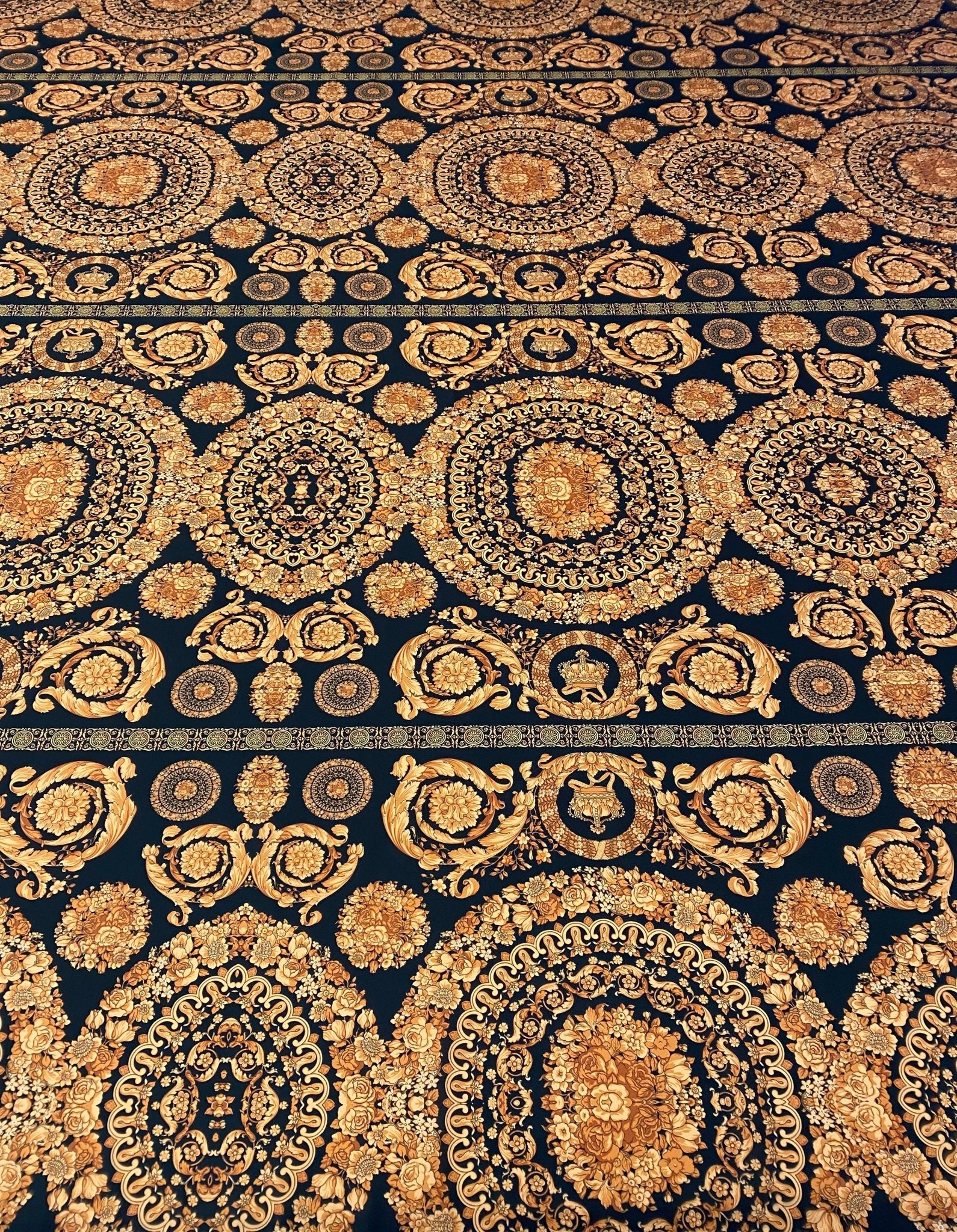 Baroque Black Gold Fabric by Metre - Whotex Fabrics London