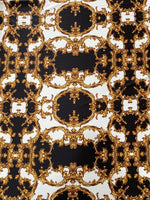 Baroque Black White Gold Pattern Fabric by the Yard for Elegant Crafts - Whotex Online Fabric Store