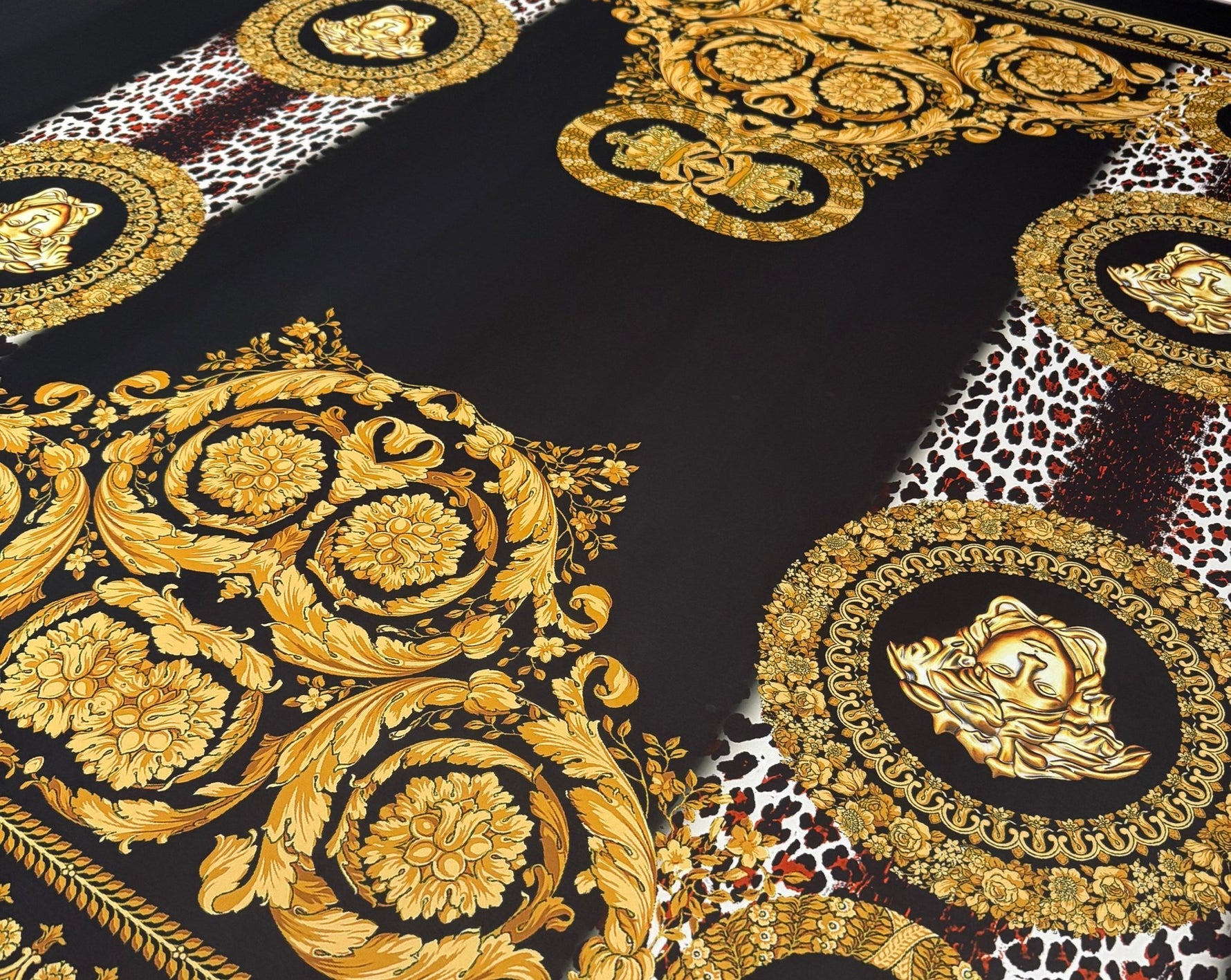 Baroque Chain Print Crepe Fabric - Whotex Fabrics London